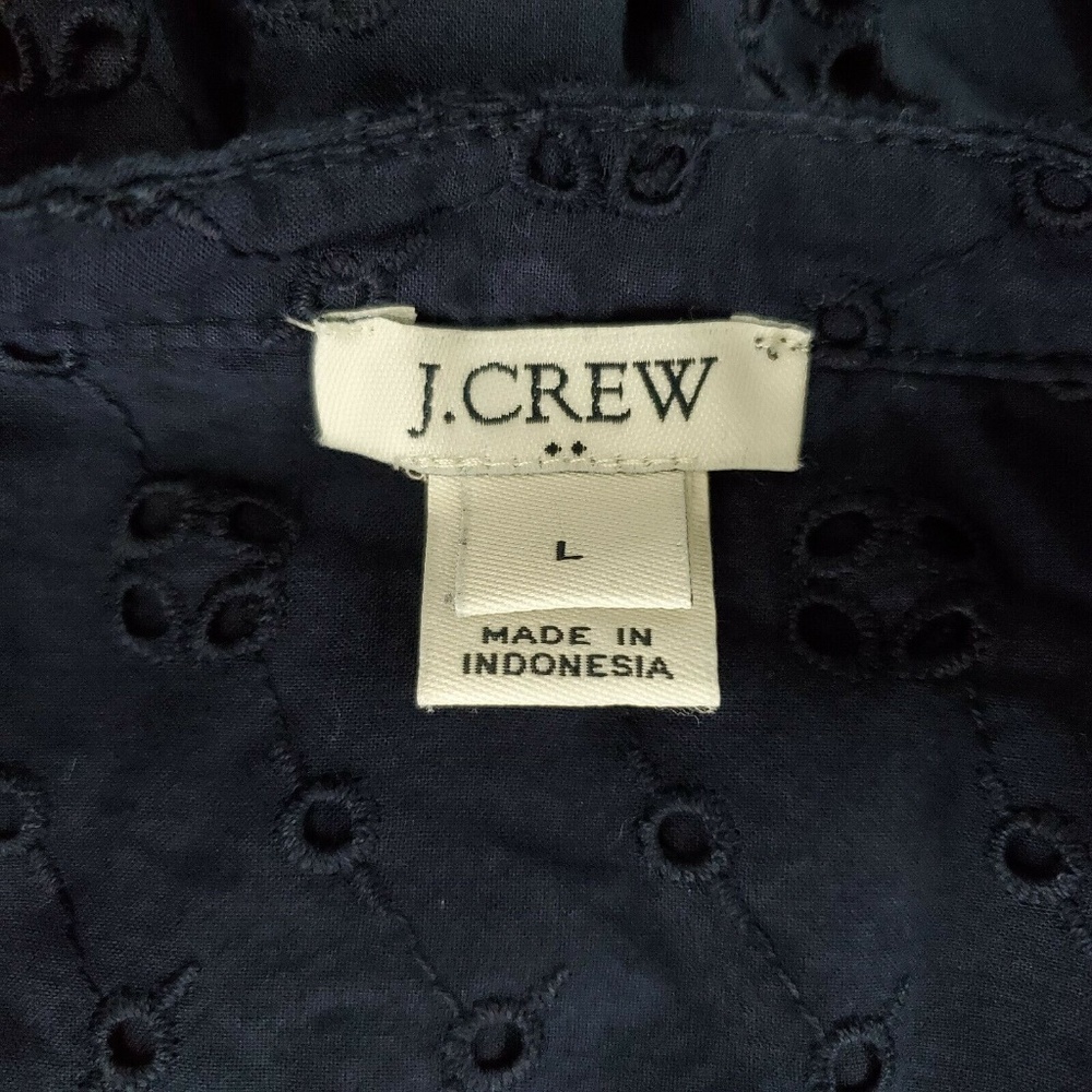 J. Crew Dress Blue Eyelet Shirtdress Midi E1038 - Picture 6 of 8